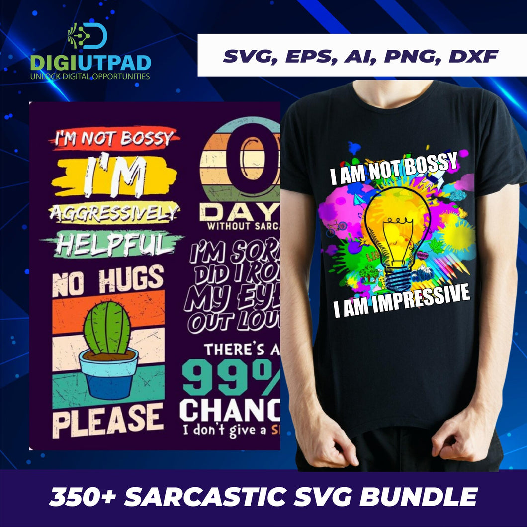 DIGIUTPAD™ 350+ Unique New Sarcastic POD T-Shirt Bundle
