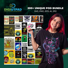 Load image into Gallery viewer, DIGIUTPAD™ 200+ Unique POD T-Shirt Design Bundle
