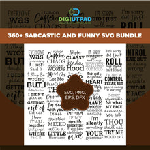 Load image into Gallery viewer, DIGIUTPAD™ 360+ Sarcastic &amp; Funny POD T-Shirt Design Bundle
