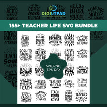 Load image into Gallery viewer, DIGIUTPAD™ 250 Motivation + 360 Sarcastic-Funny + 155 Teacher Life T-Shirt Design SVG Quotes Mega Bundle Combo Pack
