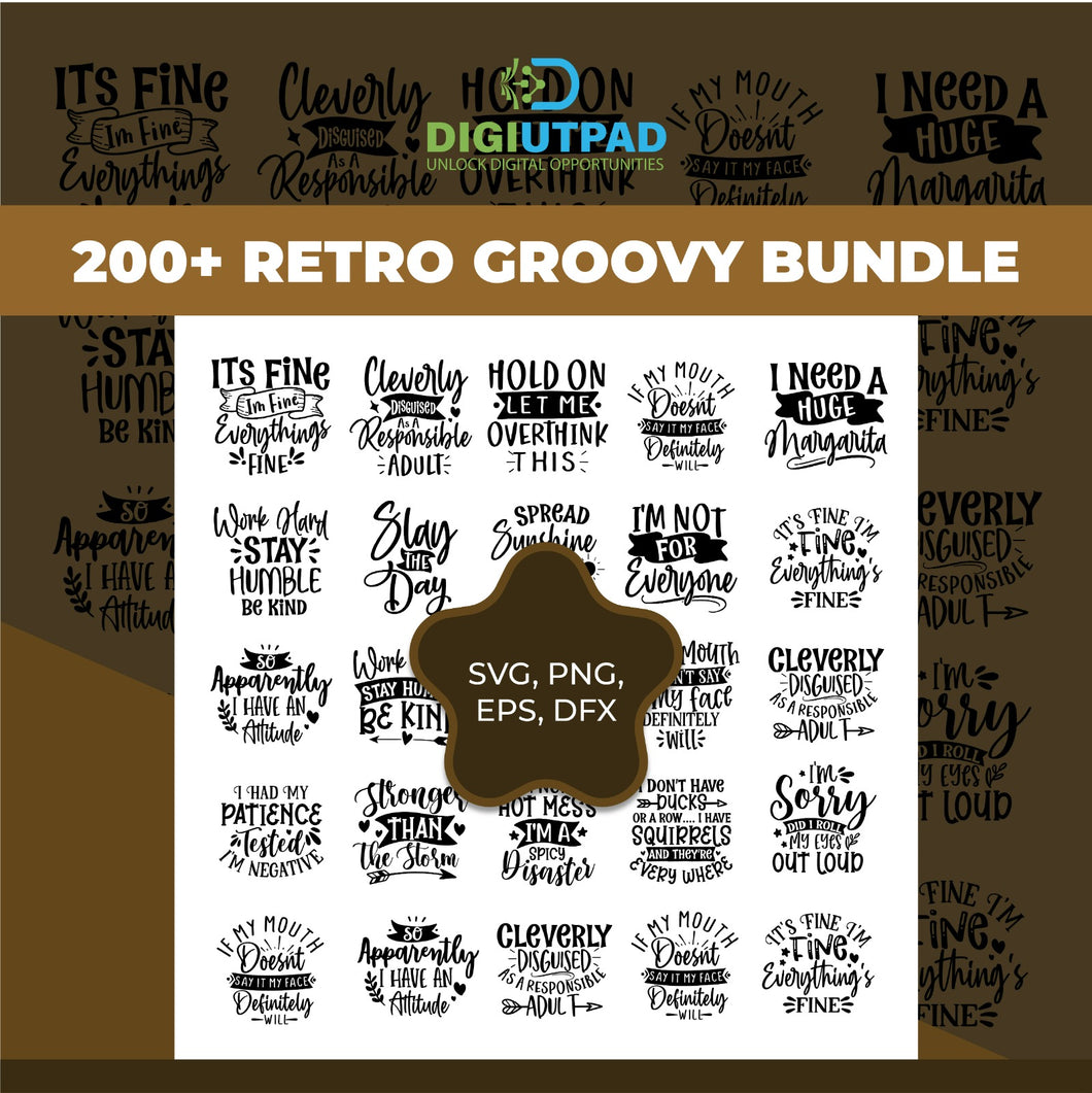 DIGIUTPAD™200+ Retro POD T-Shirt Design Bundle