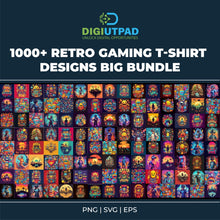 Load image into Gallery viewer, DIGIUTPAD™ 1000+ Retro Gaming POD T-Shirt Design Bundle
