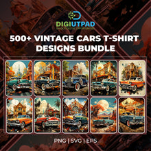 Load image into Gallery viewer, DIGIUTPAD™ 500+ Vintage Cars Premium T-Shirt Design POD Bundle
